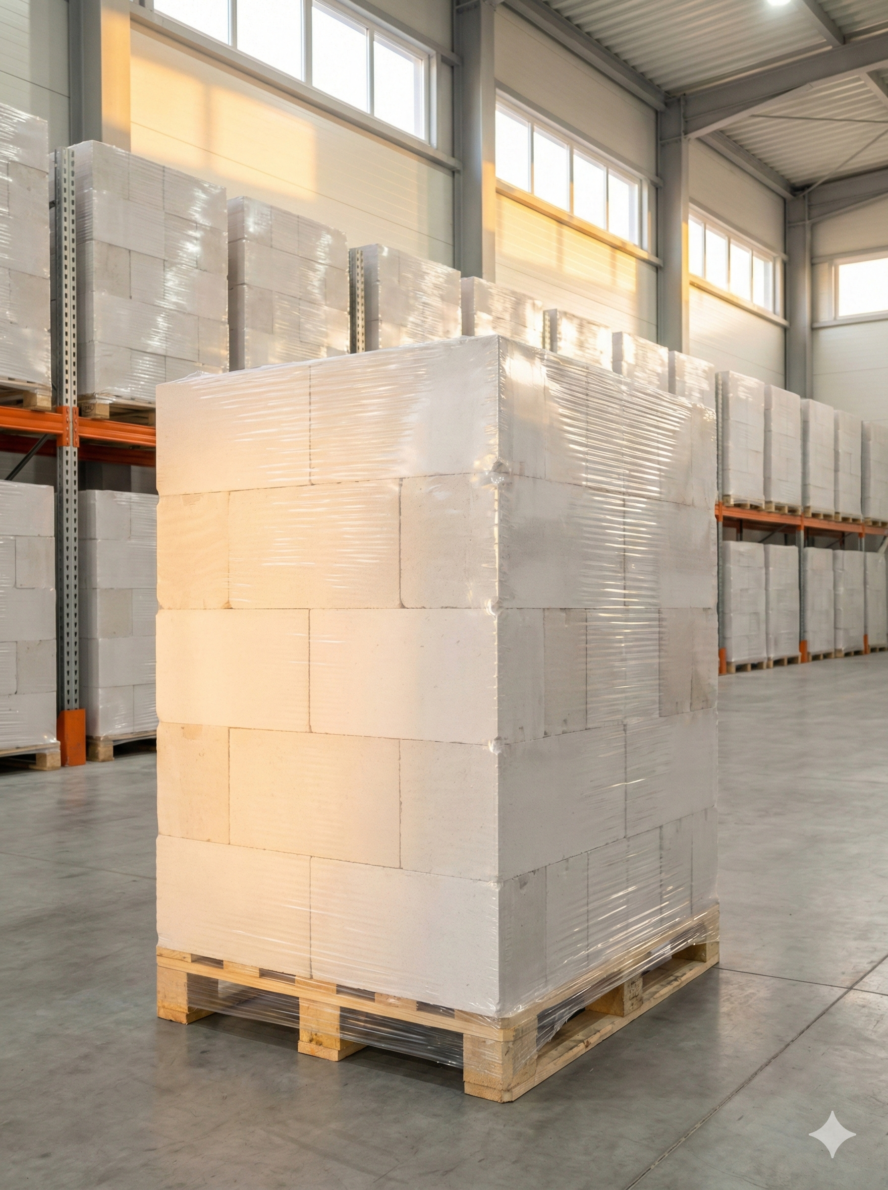 AAC blocks on pallet in warehouse